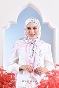 YES DEFECT -  ( Square ) Garden of Hurrem Bloom Mixed Silk Satin Scarf ( KAMELYA )