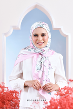 YES DEFECT -  ( Square ) Garden of Hurrem Bloom Mixed Silk Satin Scarf ( KAMELYA )