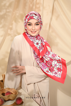 YES DEFECT - ( Square ) Eid Flower Power Mixed Satin Silk Scarf ( DRAMA )