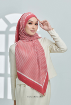 ( Full Wide Pleats Shawl ) Classy Monogram ( DARK ORANGE ) - RED ORANGE