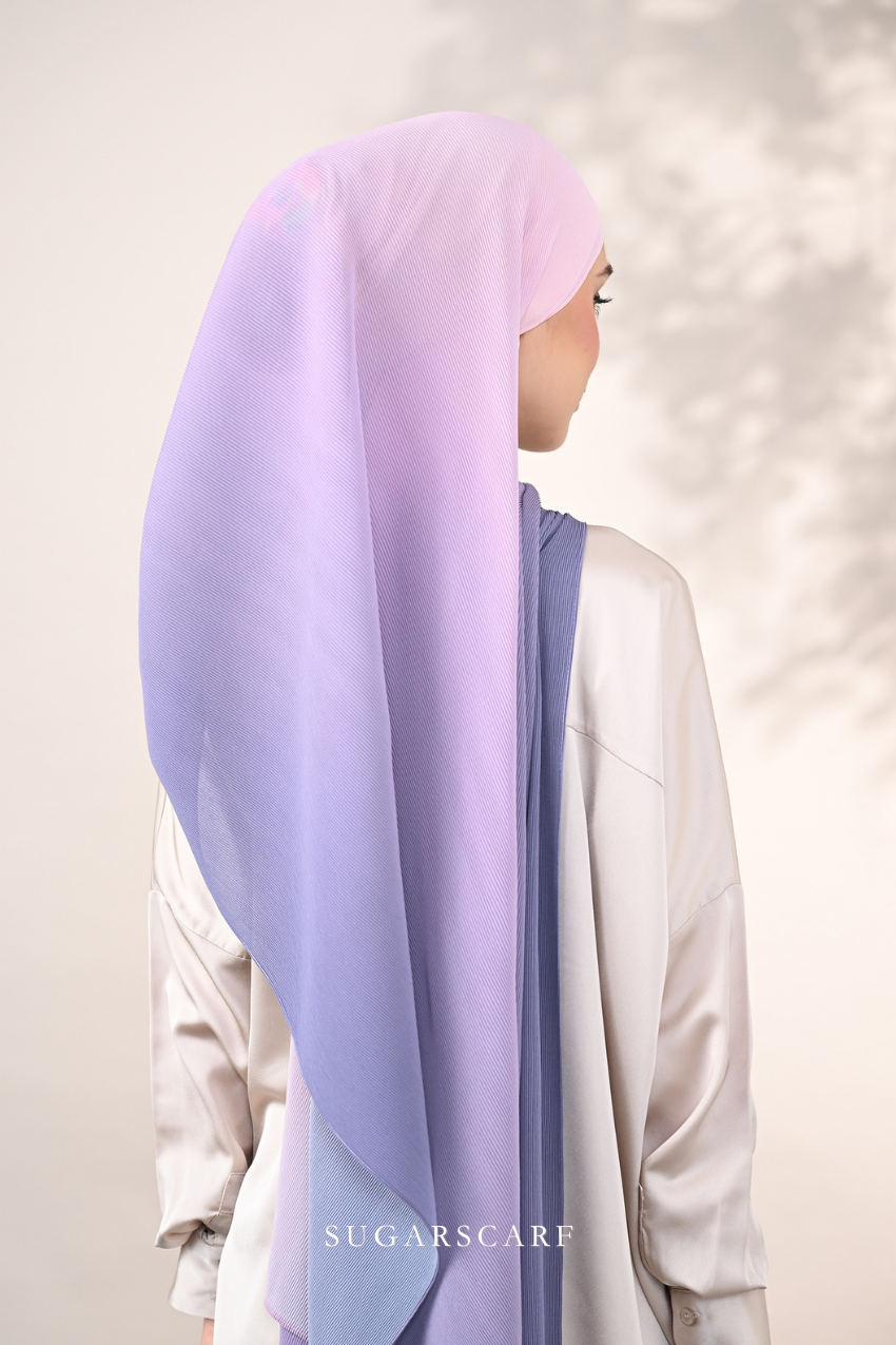 ( Full Wide Pleats Shawl ) Ombre ( Orchid Garden )