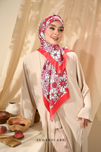 YES DEFECT - ( Square ) Eid Flower Power Mixed Satin Silk Scarf ( DRAMA )