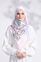 YES DEFECT - LE ThePinkHoliday Wide Mixed Satin Silk Long Shawl in Everything Sweet