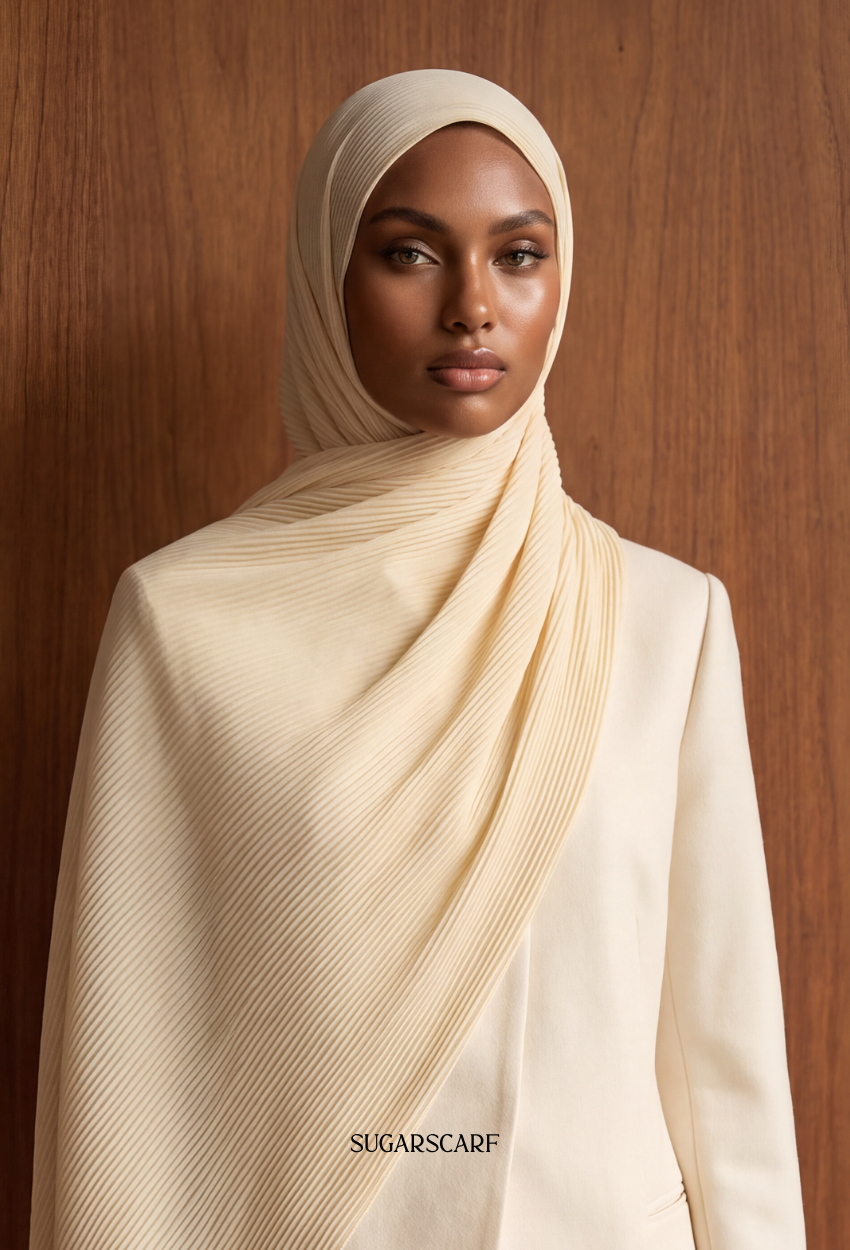 ( Full Wide Pleats Shawl ) Elegant Folds Everyday - Noodle