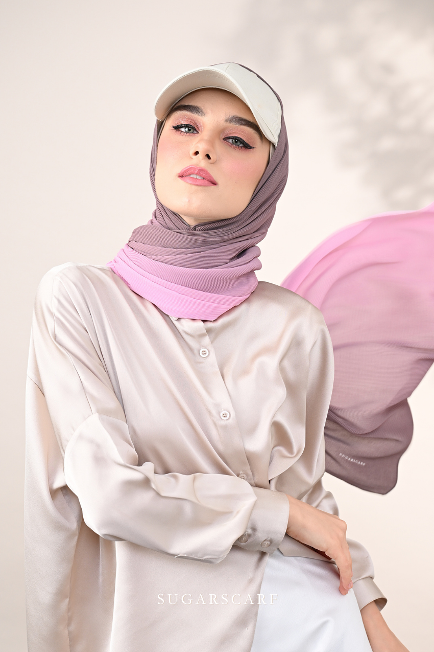 ( Full Wide Pleats Shawl ) Ombre ( Pastelina )