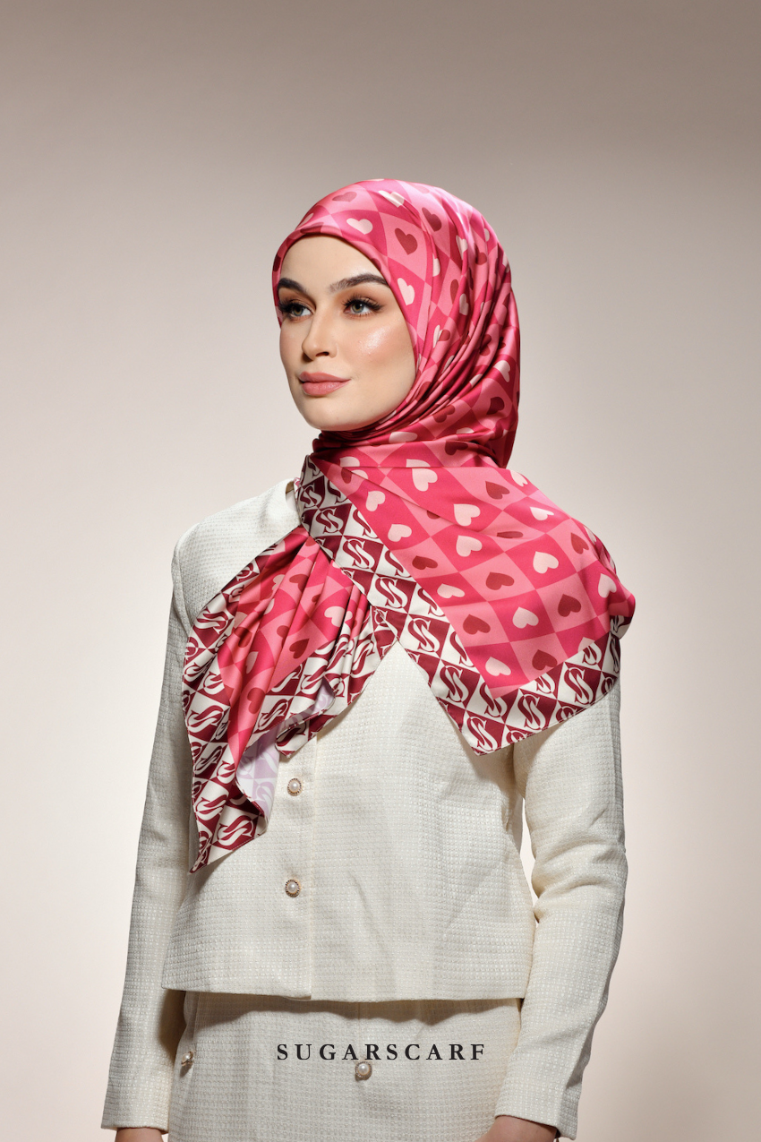 YES DEFECT - ( Square ) Kindness Matte Satin Silk Scarf ( KISSES )