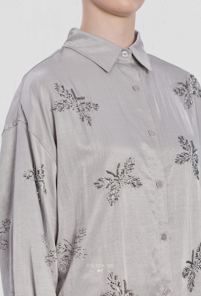 Geri Silky-Tencel Set In Crimson Gray