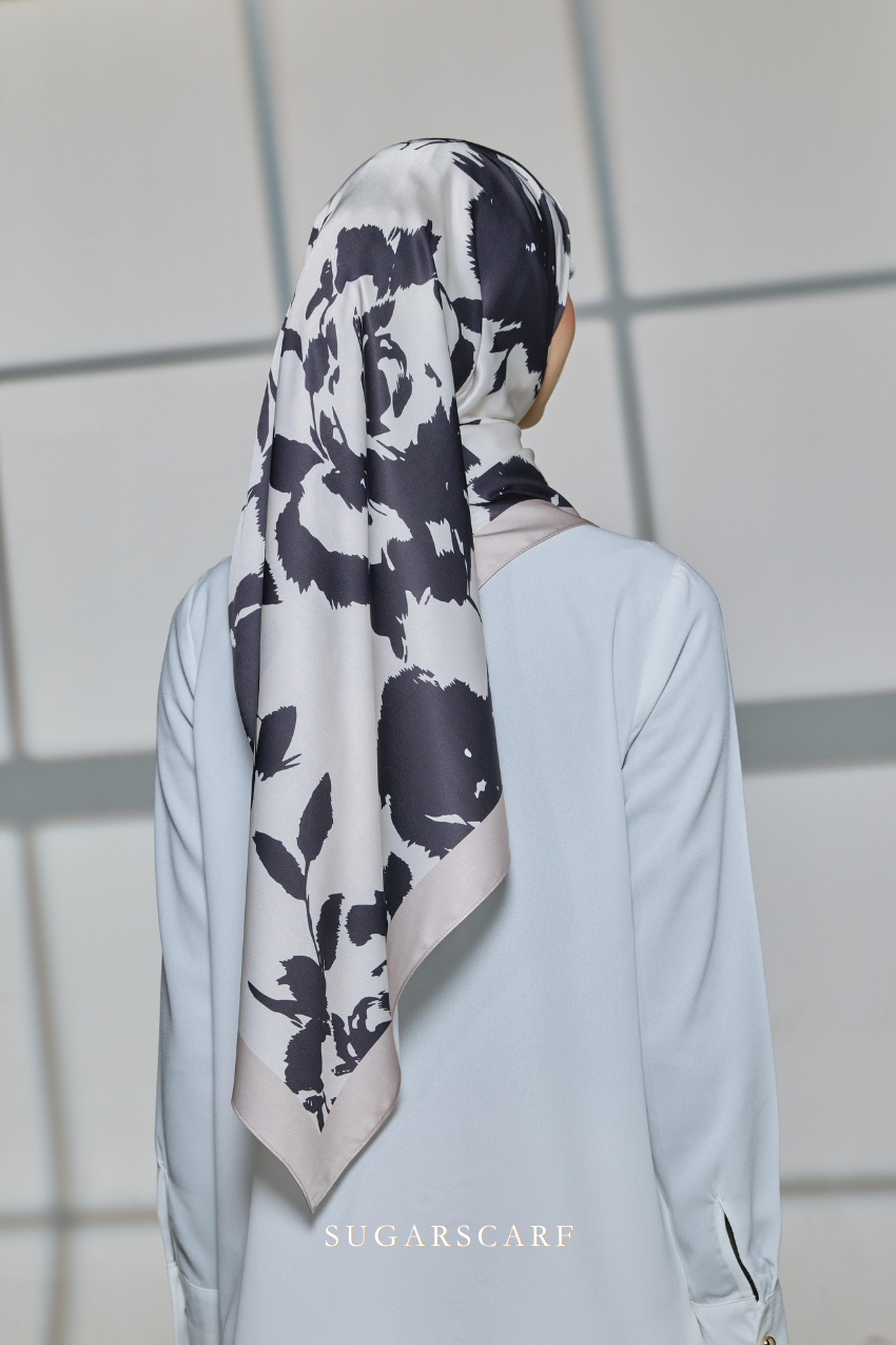 YES DEFECT - ( Square ) Celeste Matte Satin Silk Scarf ( RENEWED )