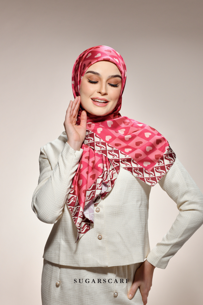 YES DEFECT - ( Square ) Kindness Matte Satin Silk Scarf ( KISSES )