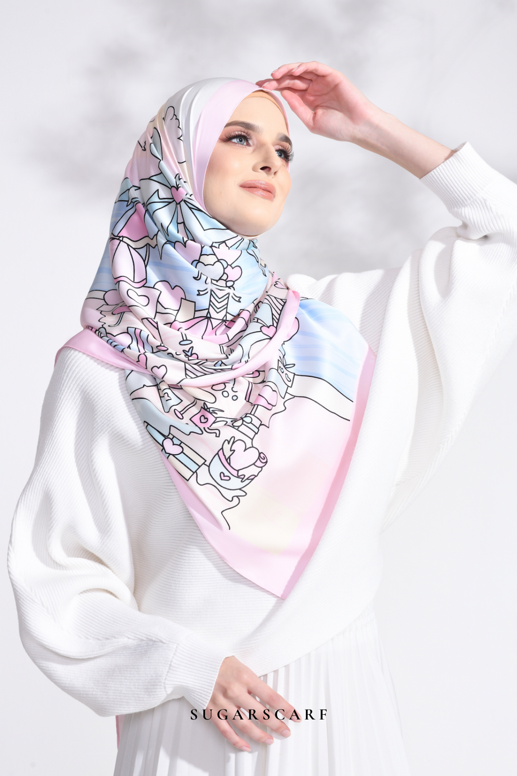 YES DEFECT - LE ThePinkHoliday Wide Mixed Satin Silk Long Shawl in Everything Sweet