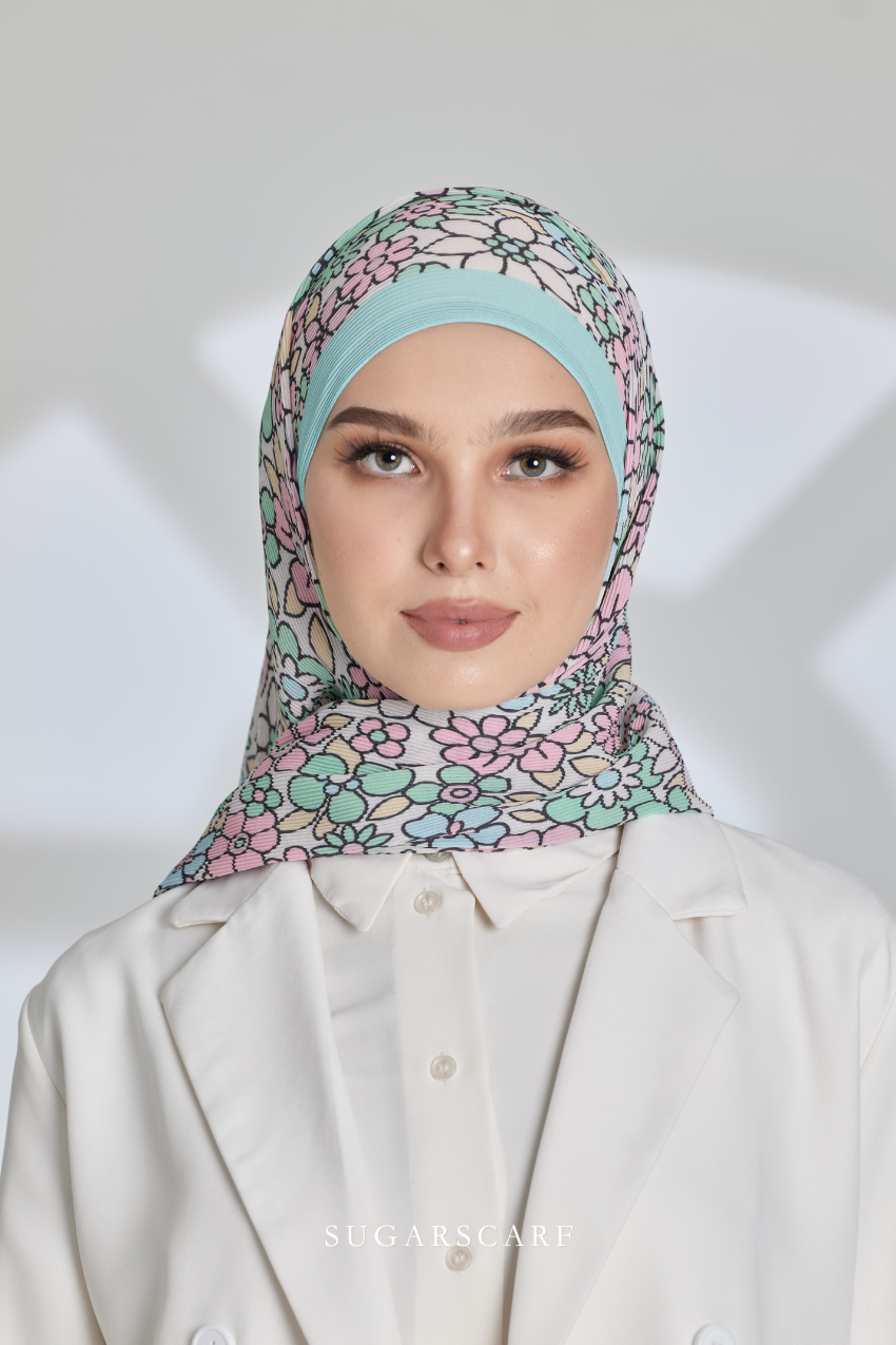 YES ( Full Wide Pleats Shawl ) Eid Flower Power ( GARDEN )