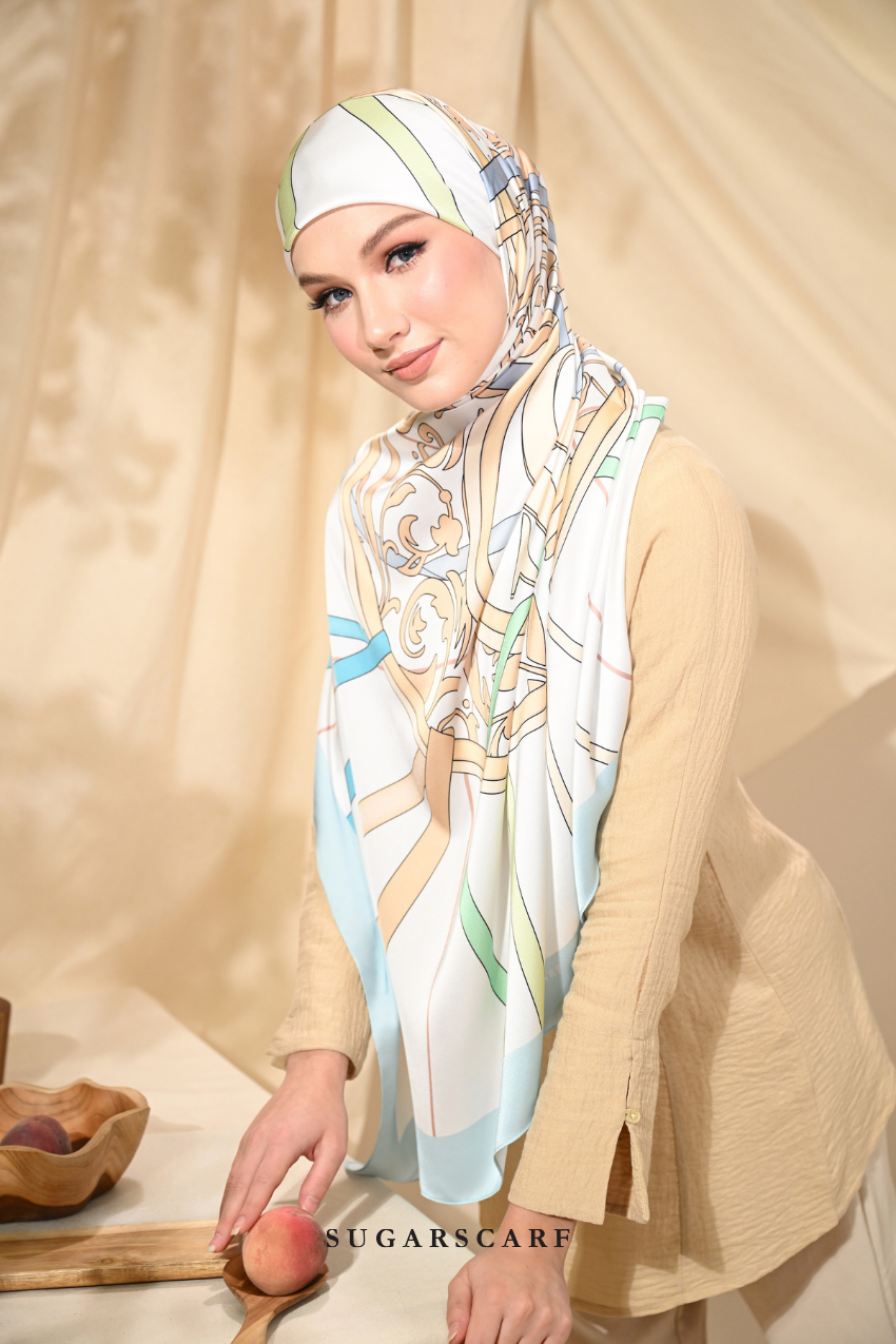 ( Square ) Classy Harmoni Mixed Satin Silk Scarf ( COMPANIONSHIP )