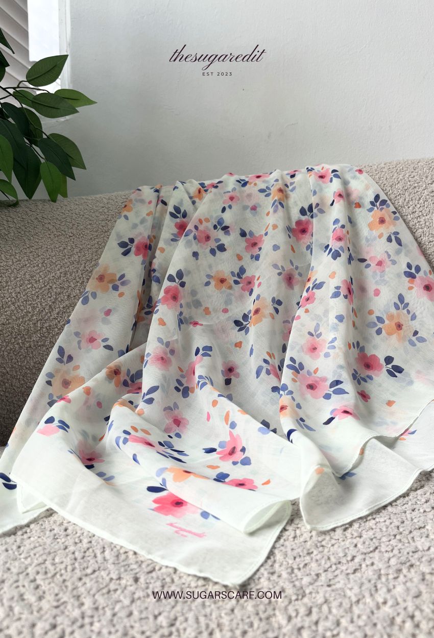 TSE BloomInvitation Japanese Cotton Voile Square - Coco ( hint of green )