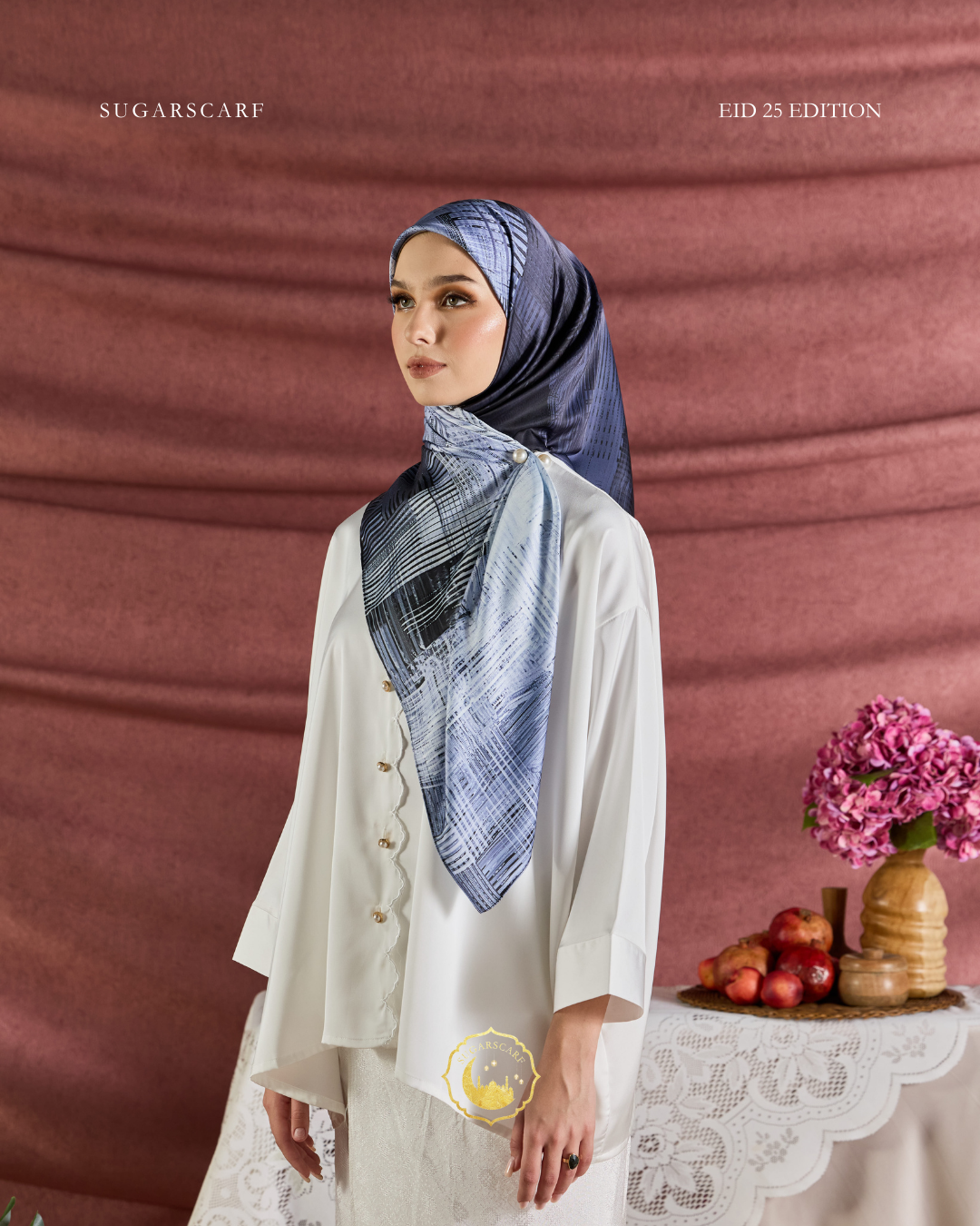 YES DEFECT ( Square ) Celeste In Mixed Silk Matte Satin ( Artsy )