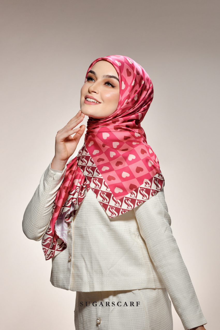 YES DEFECT - ( Square ) Kindness Matte Satin Silk Scarf ( KISSES )