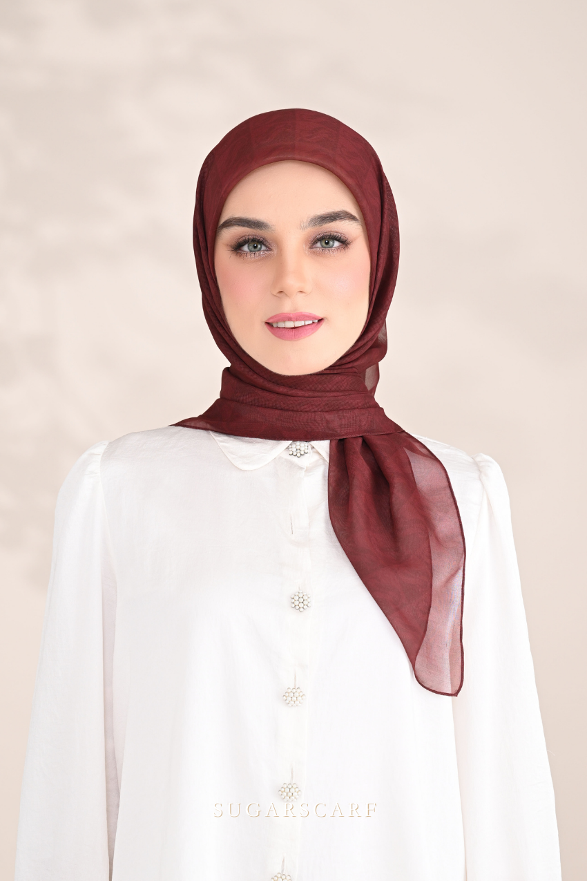 YES ( Square ) SSMonogramJP Voile in ( Classy Brown )