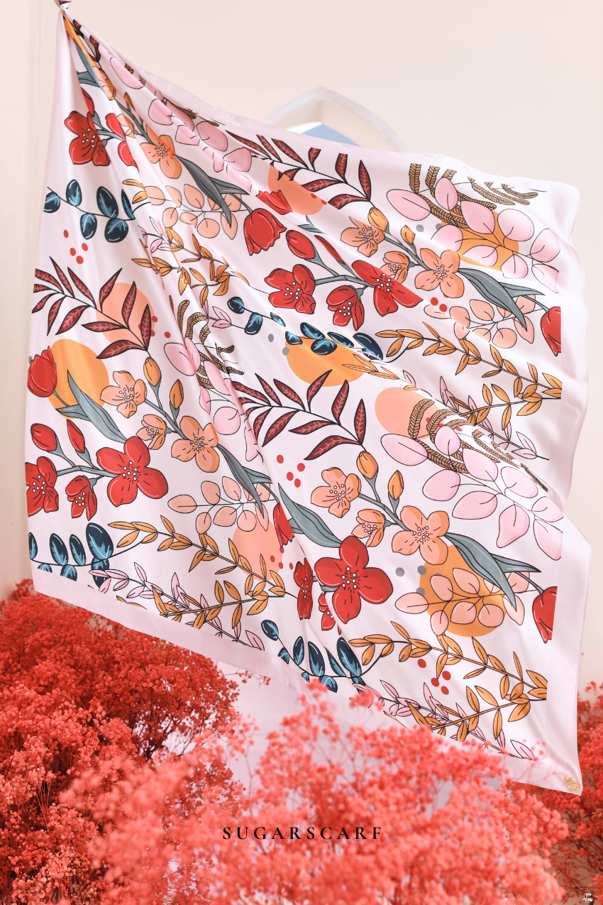 YES ( Square ) Garden of Hurrem Bloom Mixed Silk Satin Scarf ( ISIL )