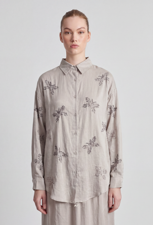 Geri Silky-Tencel Set In Crimson Gray