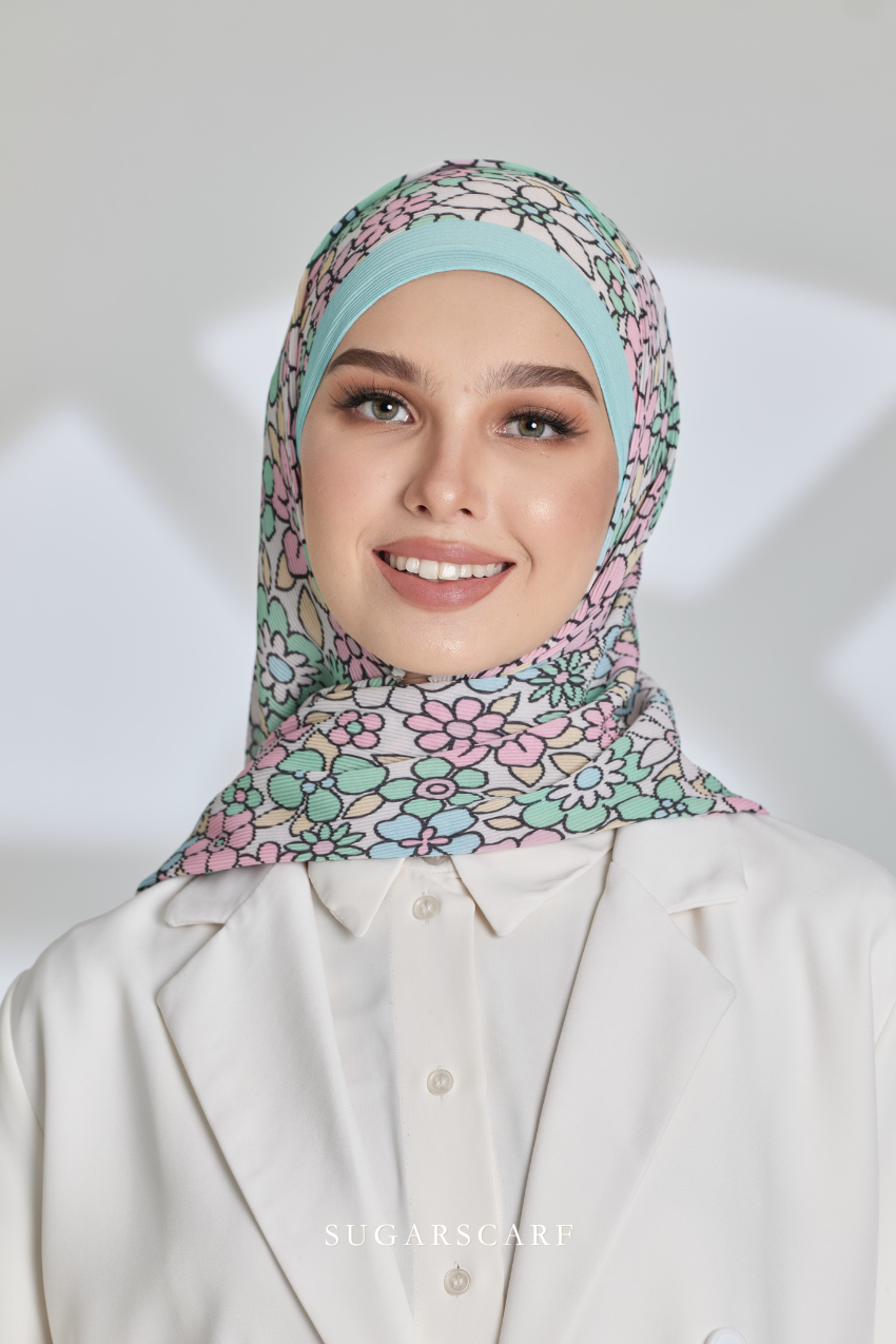 YES ( Full Wide Pleats Shawl ) Eid Flower Power ( GARDEN )