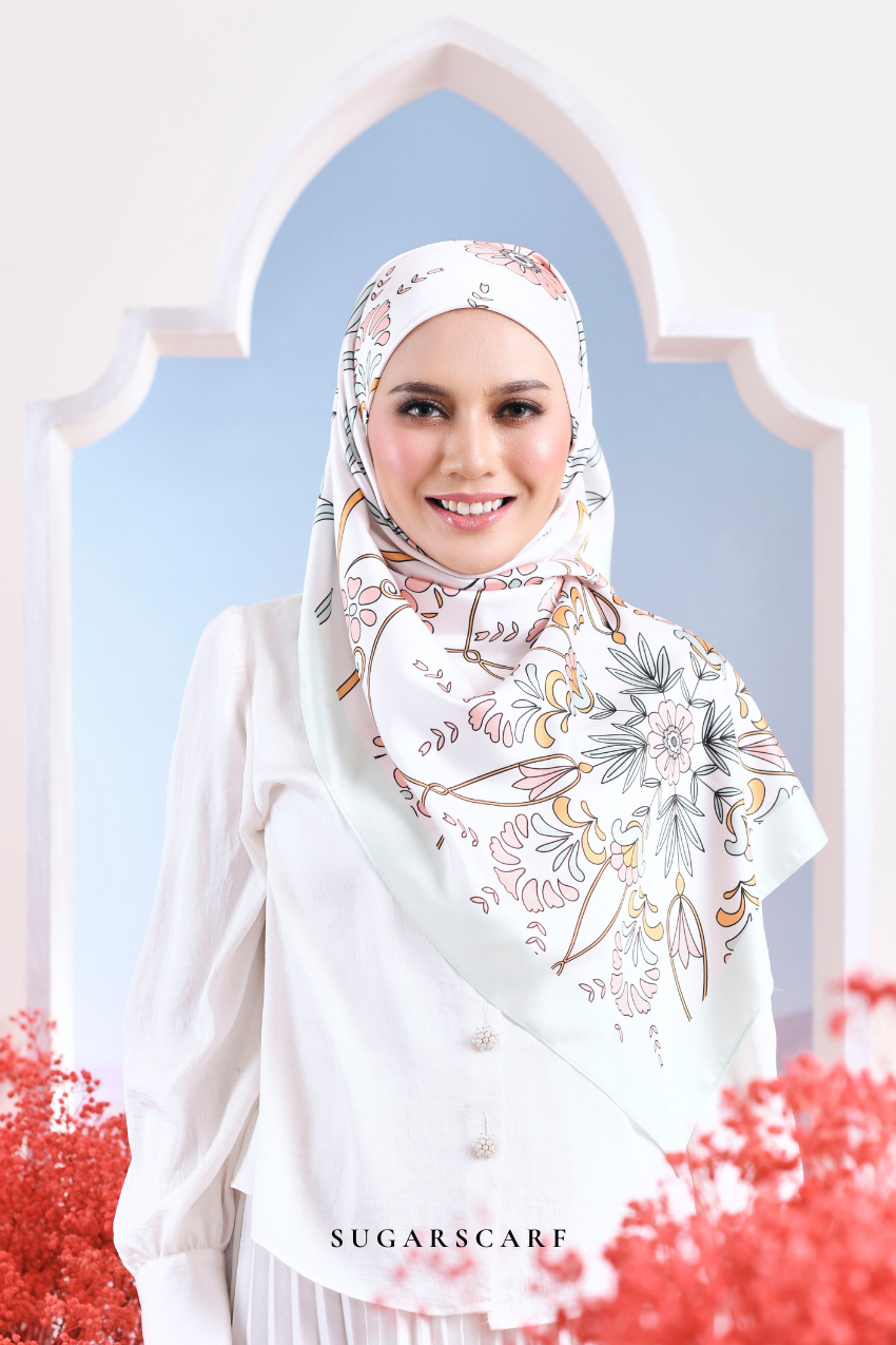 Garden of Hurrem Bloom Mixed Silk Satin Square in MAVI