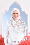YES DEFECT - ( Square Satin ) Garden of Hurrem Bloom Mixed Silk Satin Scarf ( MAVI )