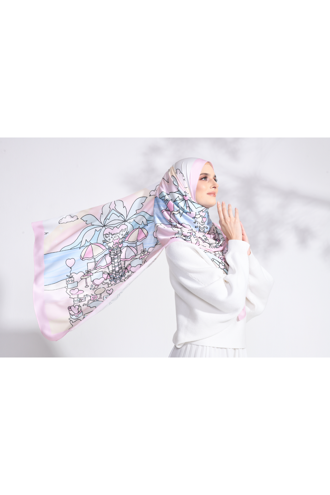 LE ThePinkHoliday Wide Mixed Satin Silk Shawl in Everything Sweet