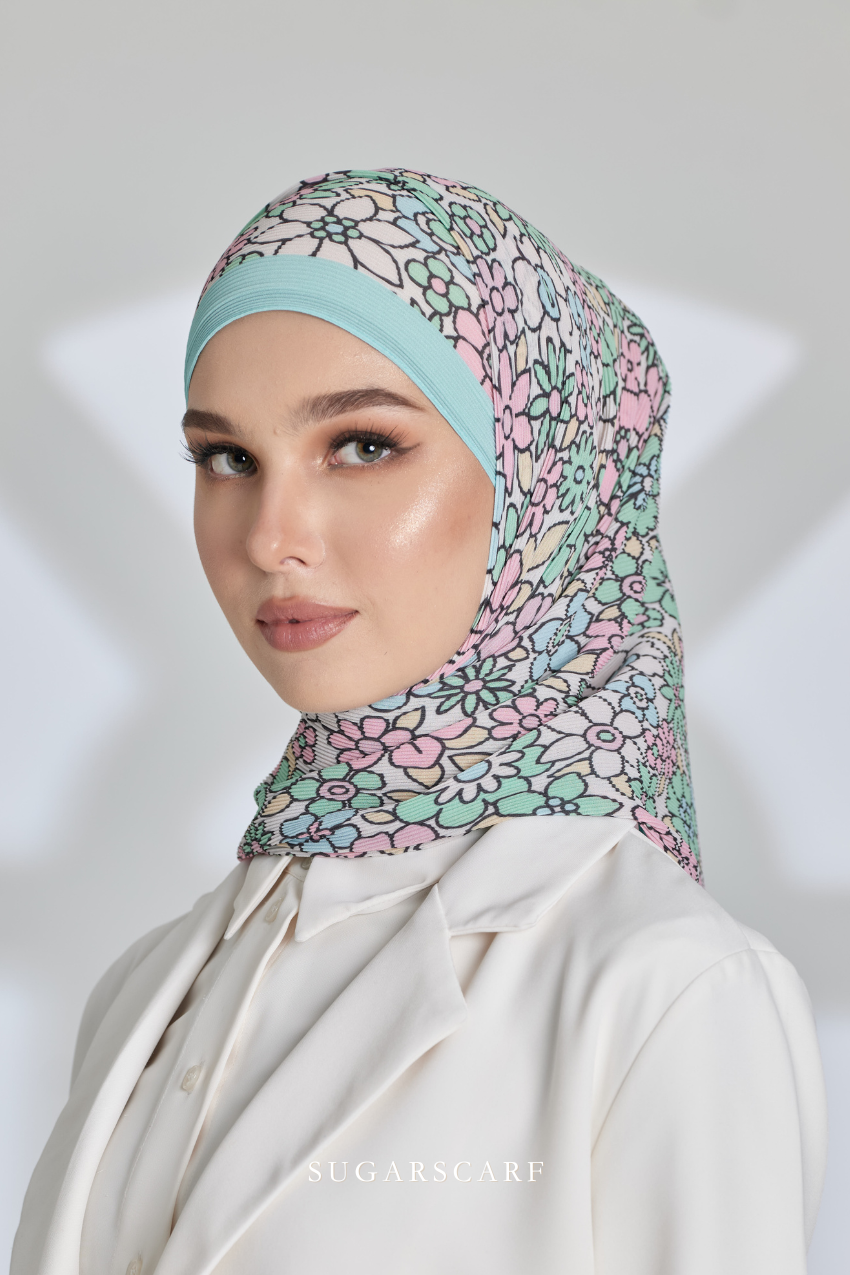 YES ( Full Wide Pleats Shawl ) Eid Flower Power ( GARDEN )