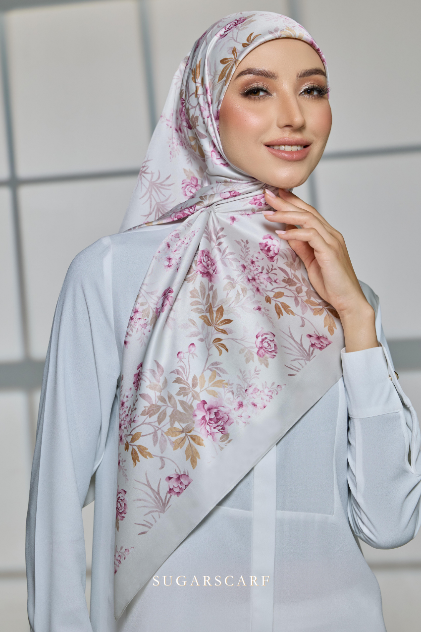 YES DEFECT ( Square ) Celeste Matte Satin Silk Scarf ( FORGIVENESS )