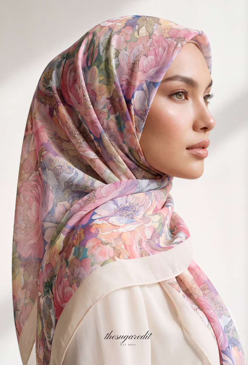 TSE BloomInvitation Japanese Cotton Voile Square In Solenne