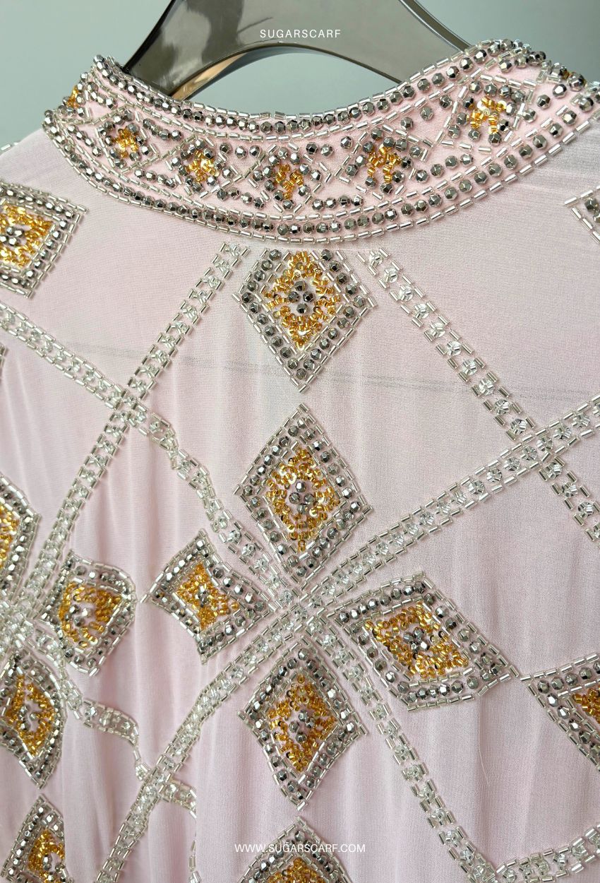 Cleopatra Crystal Beads Drape In Off Cream
