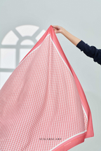 ( Square ) Classy Monogram Mixed Satin Silk Scarf ( Dark Orange )