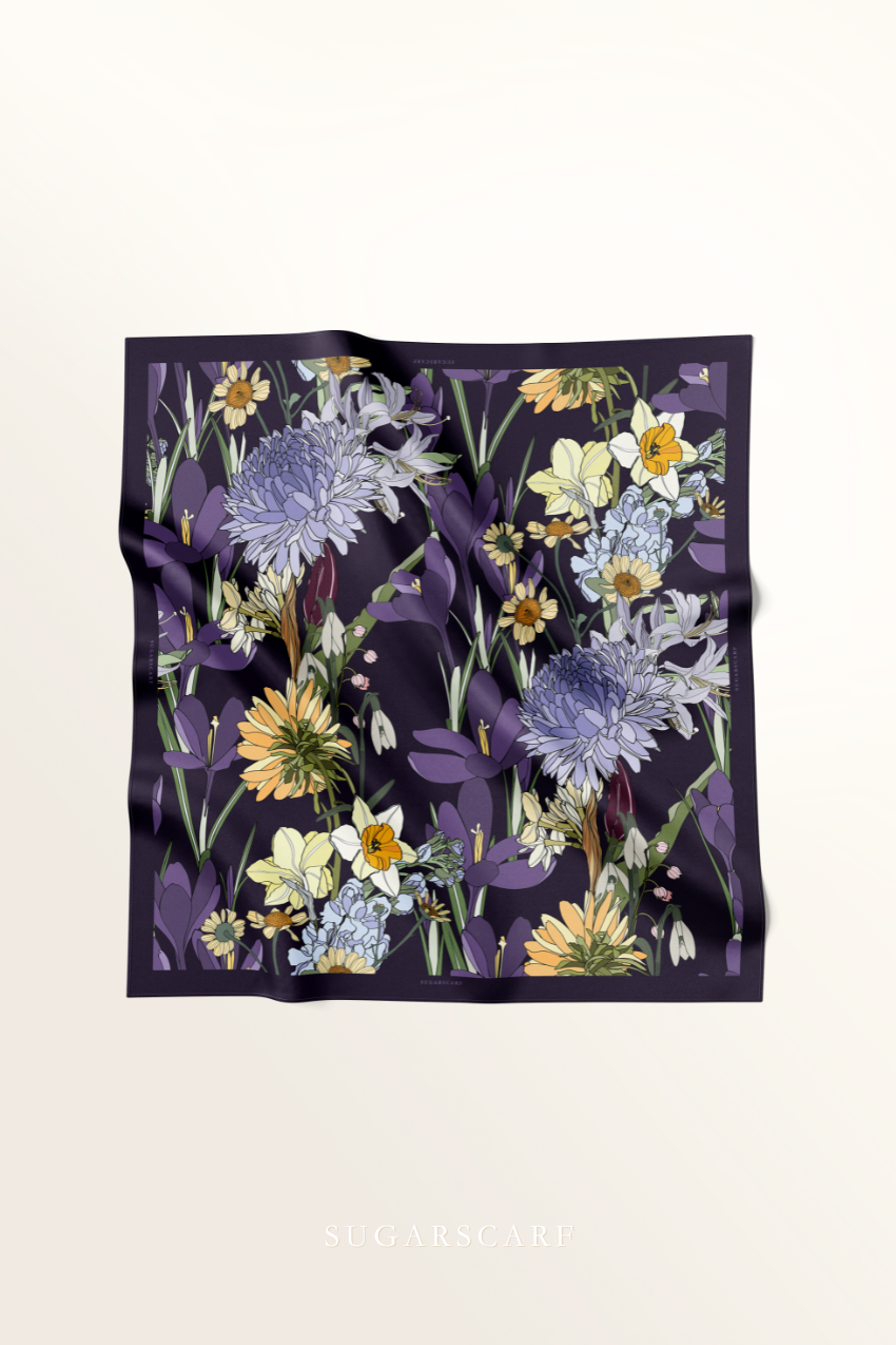 ( Square ) Blooming Matte Satin Silk Square ( MOTIVATED )