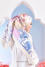 ( Square ) Garden of Hurrem Bloom Mixed Silk Satin Scarf ( NADINE )