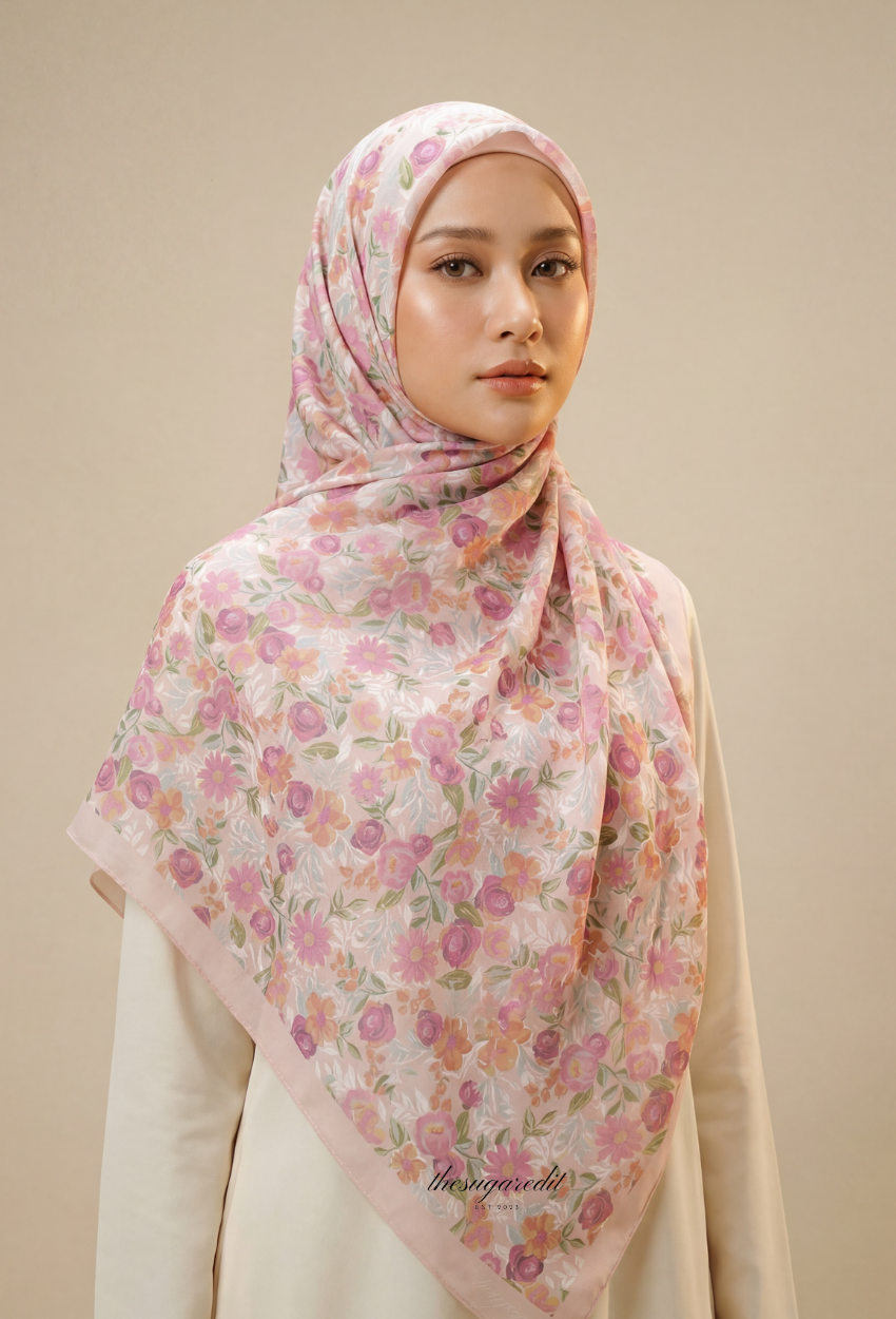 TSE December Serenity Japanese Voile Square In SpringCherry