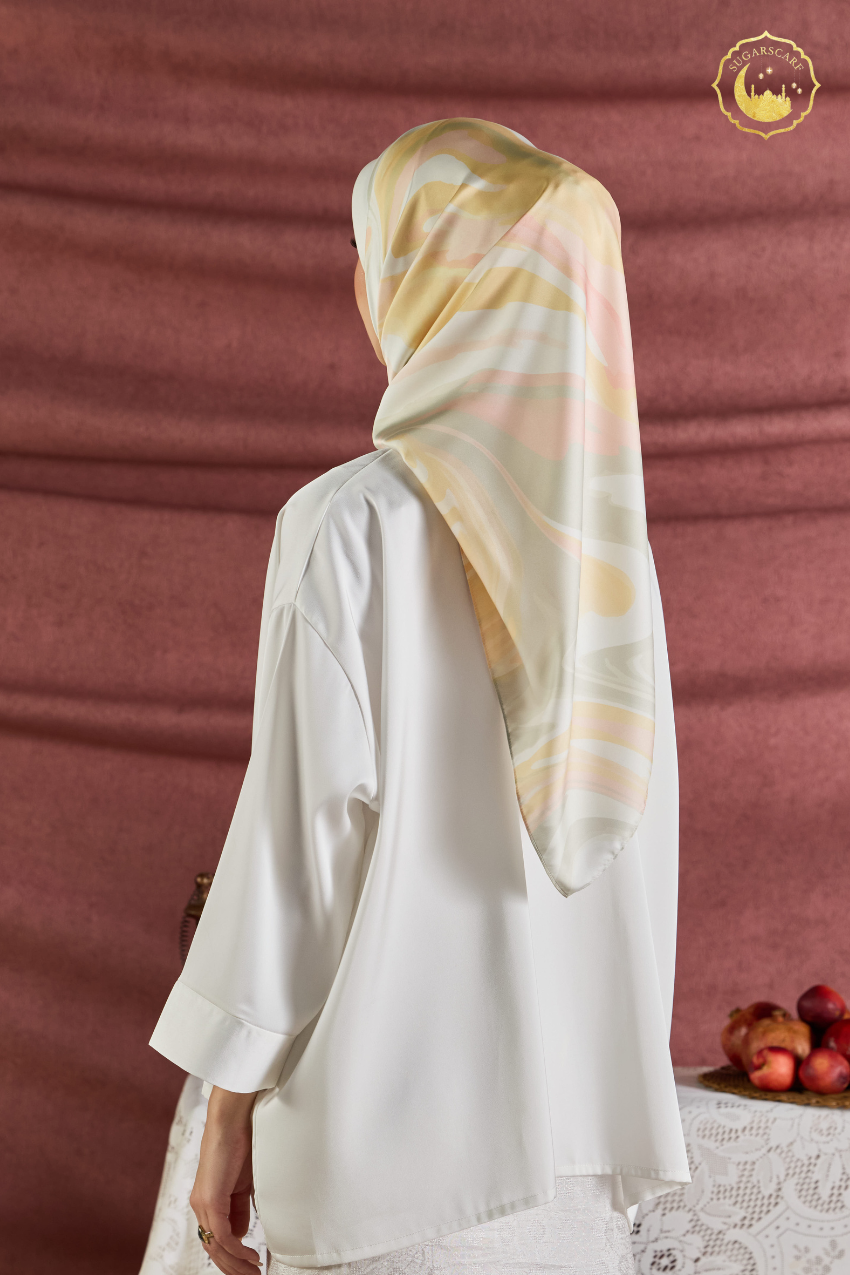 (Square ) Celeste In Mixed Silk Matte Satin (Sinaran)