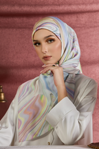 YES DEFECT (Square ) Celeste In Mixed Silk Matte Satin ( Manis  )