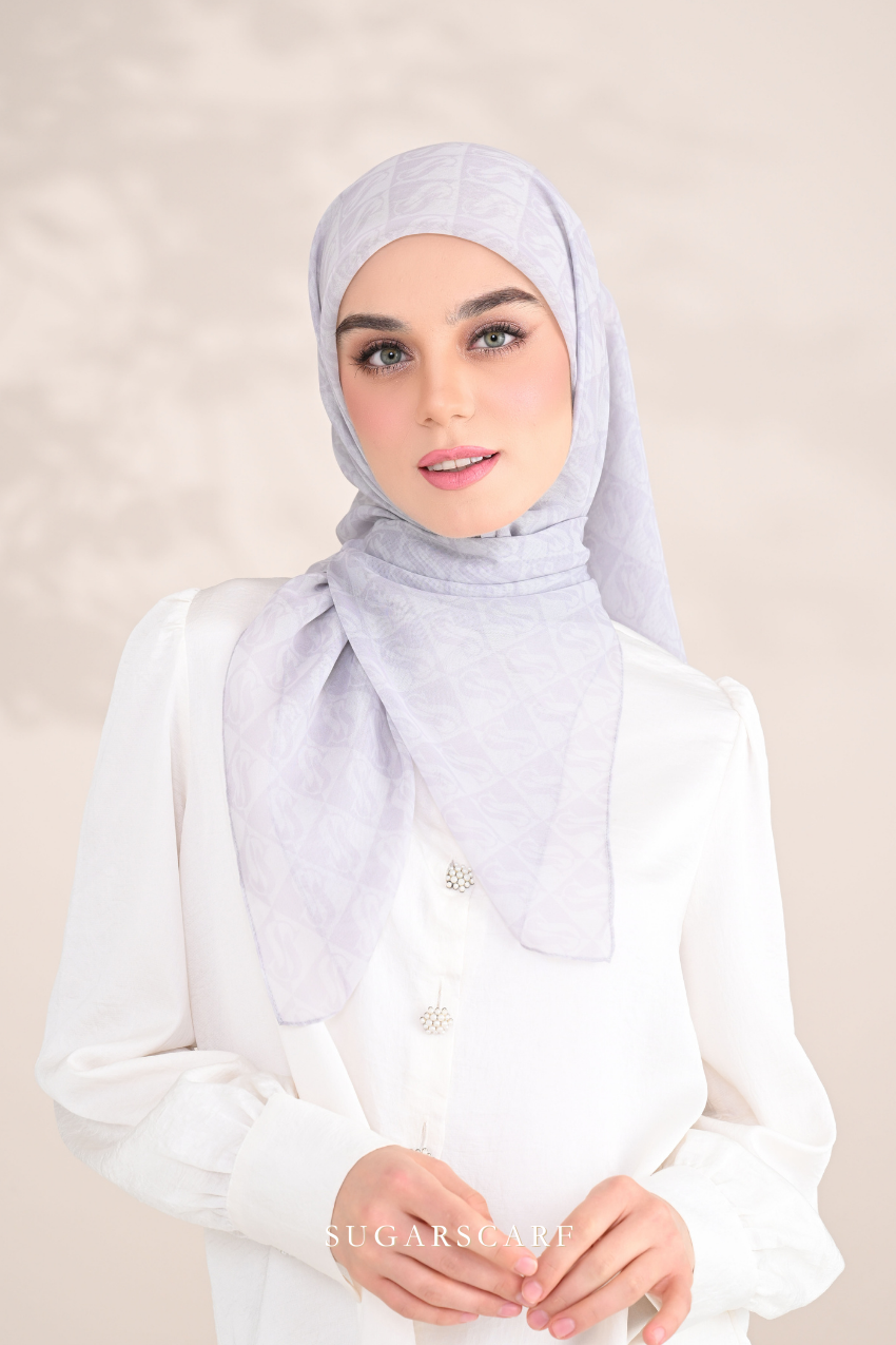 YES ( Square ) SSMonogramJP Voile in ( Silver Cloud )