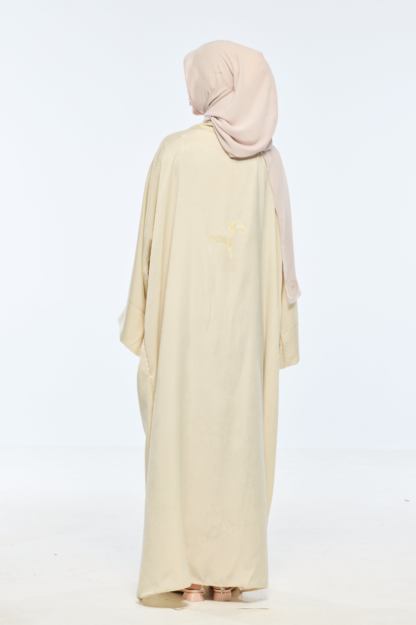 Noir Éclat Anne Embroidery Abaya Outer Robe  in Golden Dawn