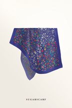 YES Defect ( Japanese Voile Square Scarf 46inch ) Enchanted Garden ( Electric Blue)