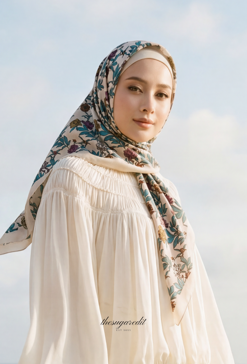 TSE BloomInvitation Japanese Cotton Voile Square In Eloise