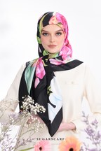 YES ( Square ) Seri Fiora Mixed Satin Silk Scarf ( SERI MALAM )
