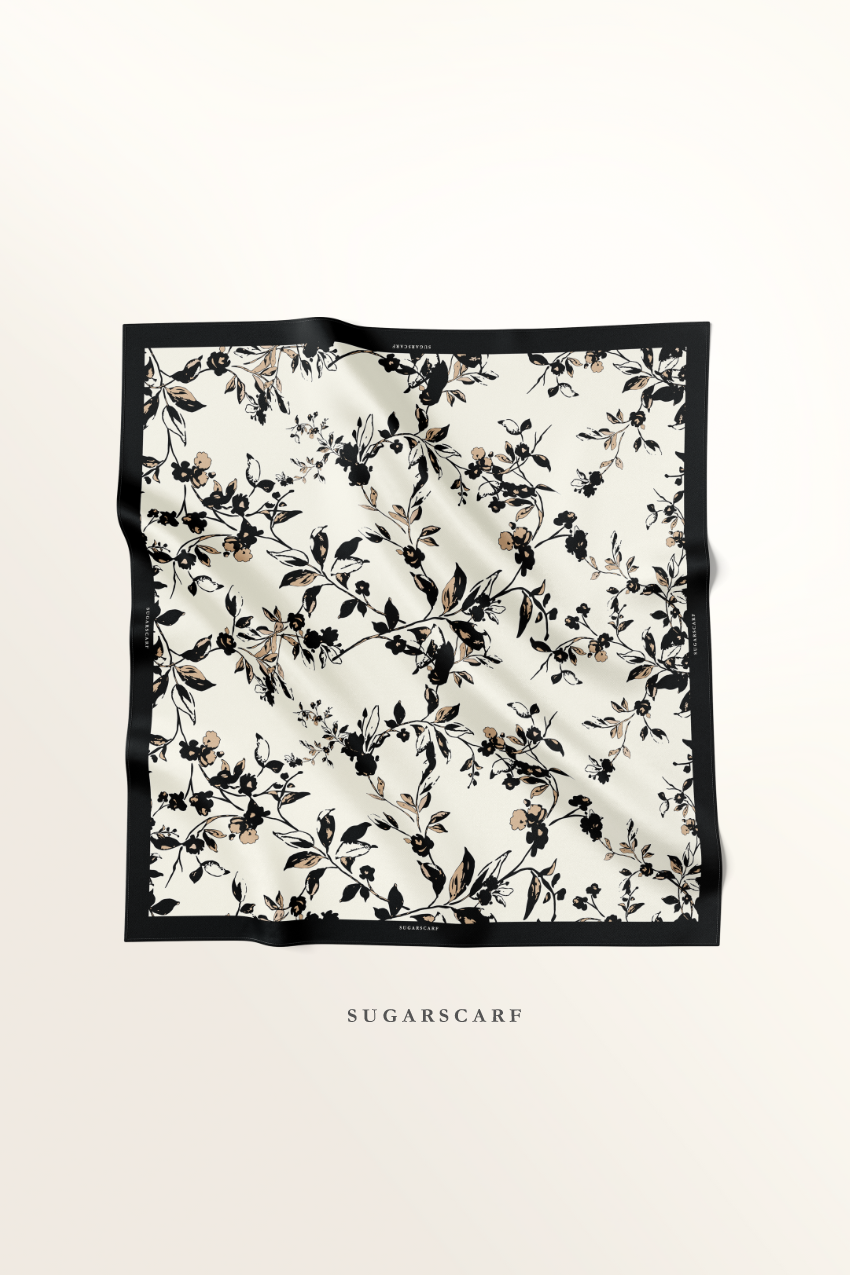 YES DEFECT ( Square ) Morning Bloom Mixed Satin Silk Square ( Follow Up )