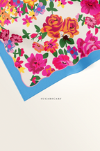 YES DEFECT - ( Square ) Bloom in Grace Mixed Satin Silk Square ( Cutesy )