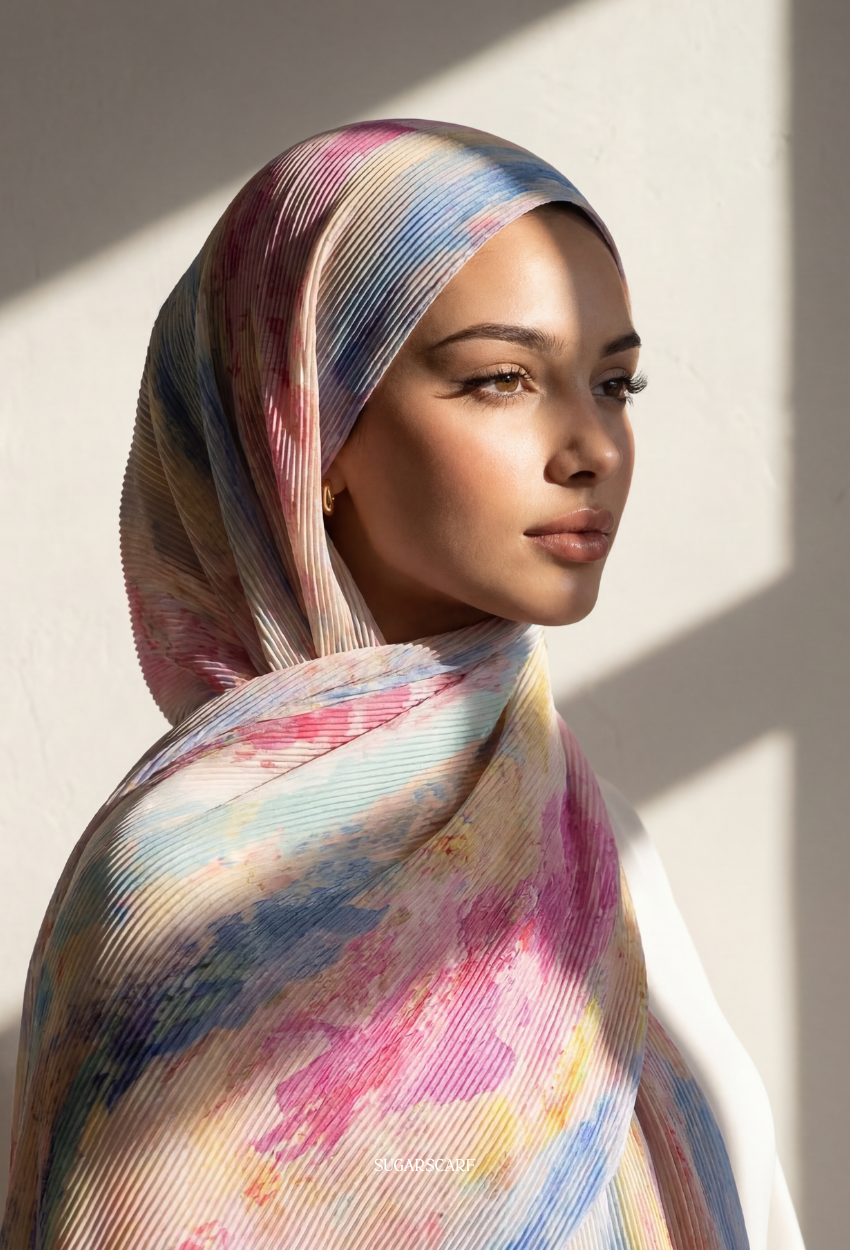 Fall In Love Wide Ultra Fine Pleated Shawl Ironless · in Estelle