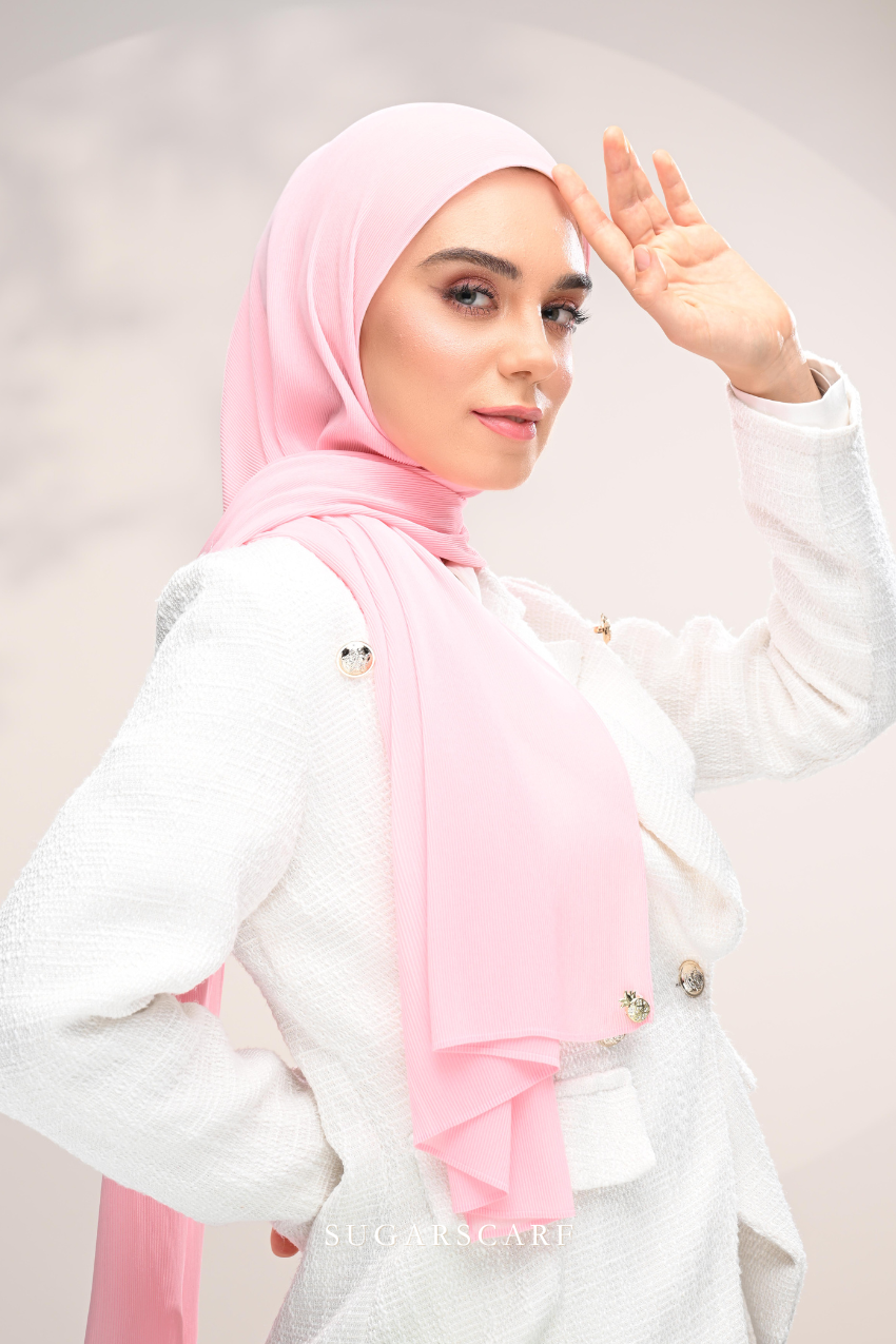 YES DEFECT - ( Full Wide Pleats Shawl ) Elegant Folds Everyday Ironless Pleats Shawl ( Lace )