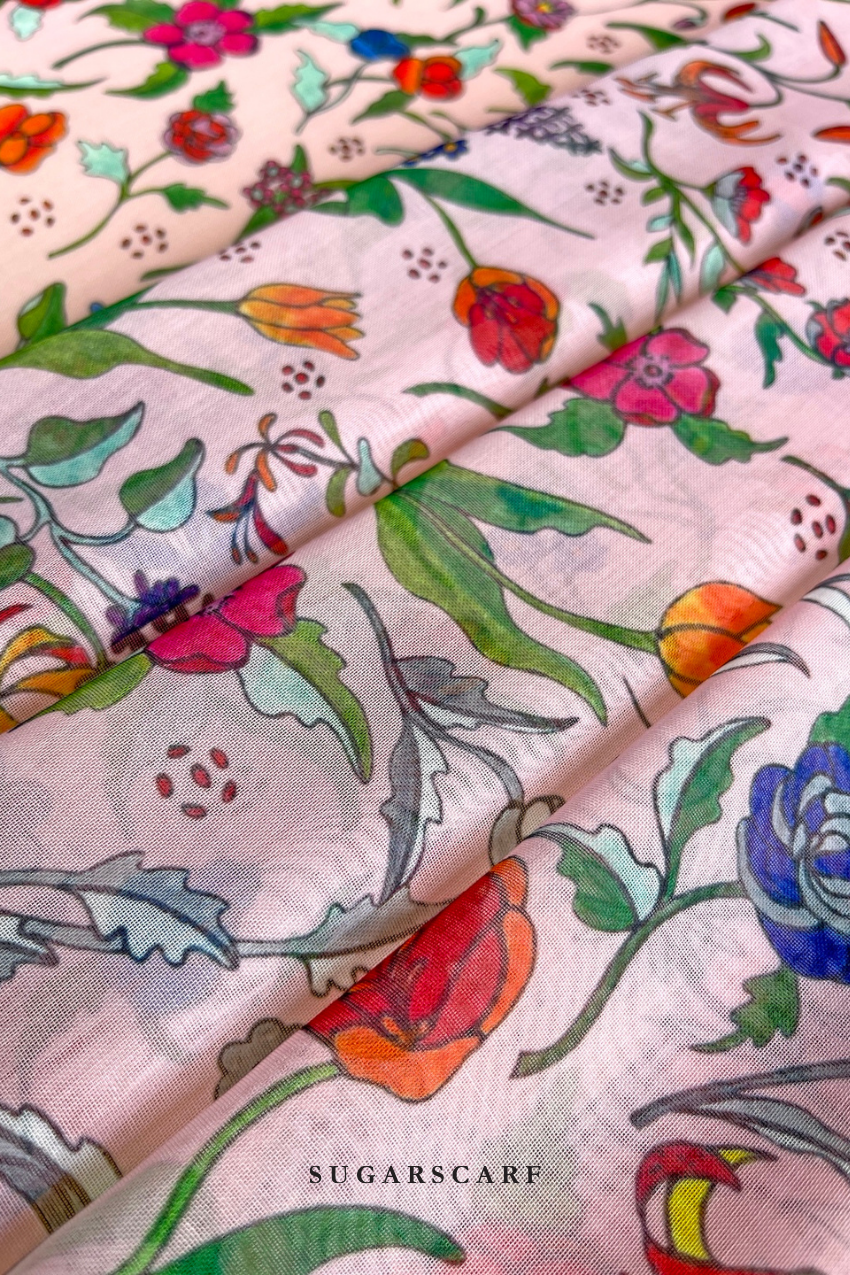( Japanese Voile Square Scarf 46inch ) Enchanted Garden ( FAUNA )