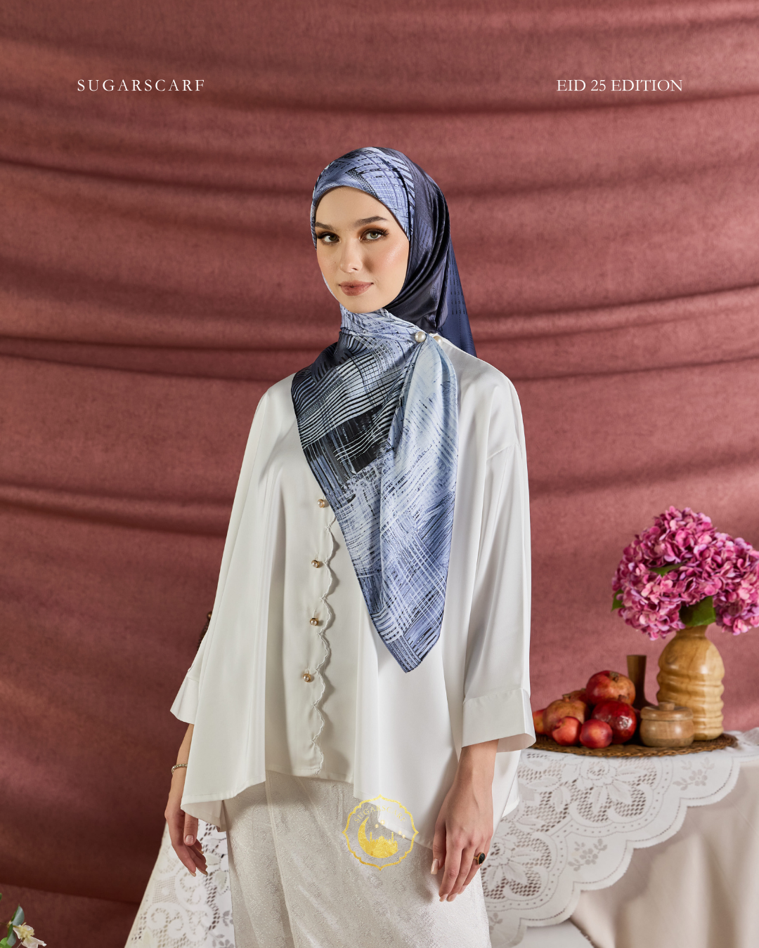 YES DEFECT ( Square ) Celeste In Mixed Silk Matte Satin ( Artsy )