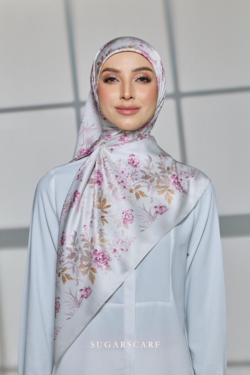 YES DEFECT ( Square ) Celeste Matte Satin Silk Scarf ( FORGIVENESS )