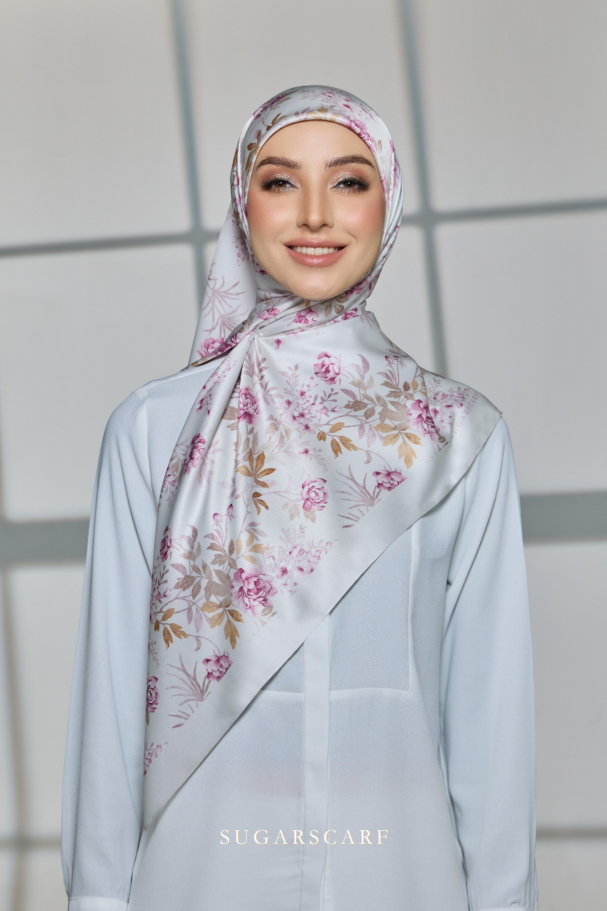 YES DEFECT ( Square ) Celeste Matte Satin Silk Scarf ( FORGIVENESS )