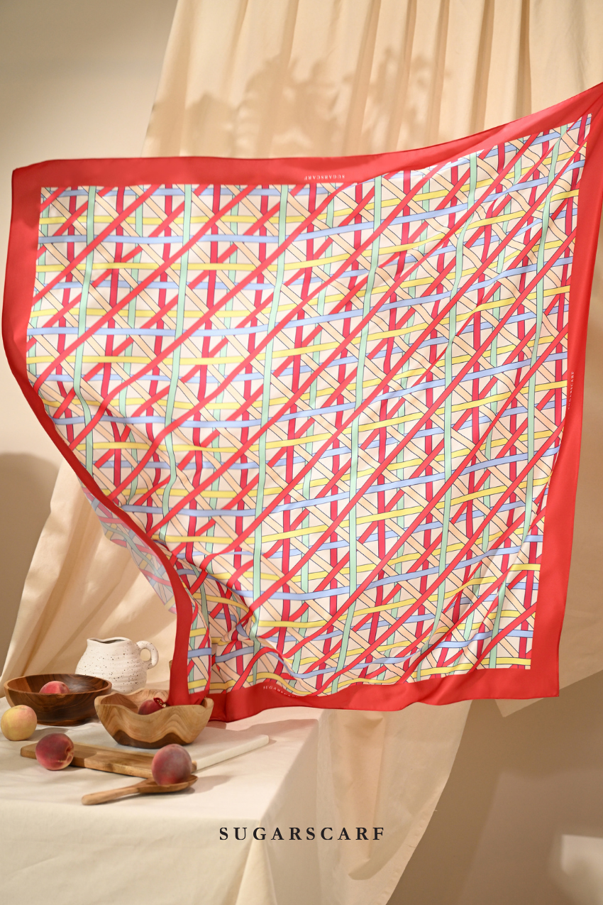 ( Square ) Classy Simpulan Mixed Satin Silk Scarf ( PELITA )